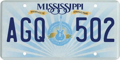 MS license plate AGQ502