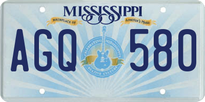 MS license plate AGQ580