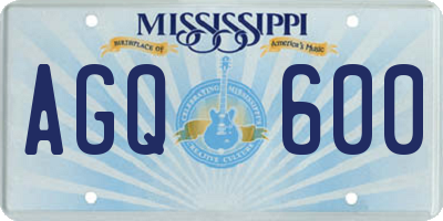 MS license plate AGQ600