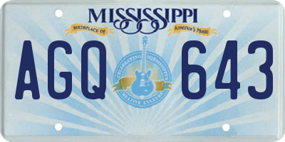 MS license plate AGQ643