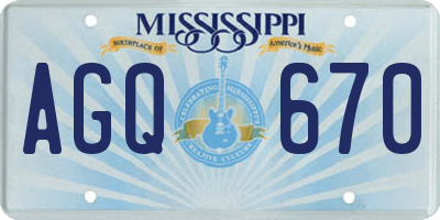 MS license plate AGQ670