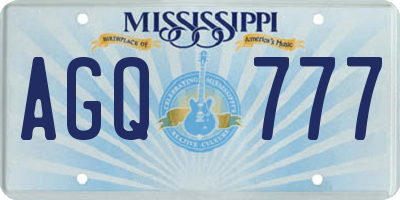 MS license plate AGQ777