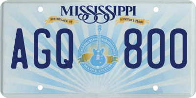 MS license plate AGQ800