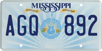MS license plate AGQ892