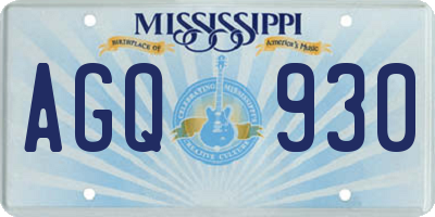 MS license plate AGQ930