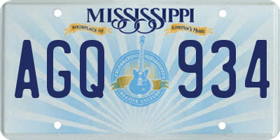 MS license plate AGQ934