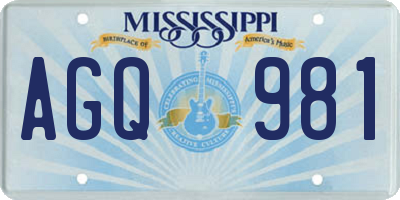 MS license plate AGQ981