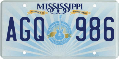 MS license plate AGQ986