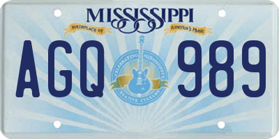 MS license plate AGQ989