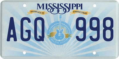 MS license plate AGQ998