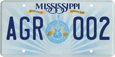 MS license plate AGR002