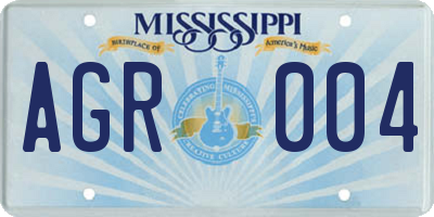 MS license plate AGR004