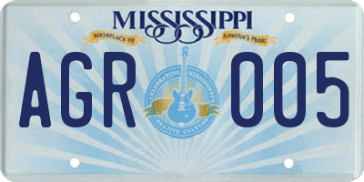 MS license plate AGR005