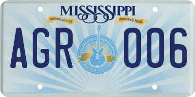 MS license plate AGR006
