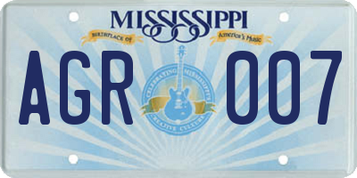 MS license plate AGR007