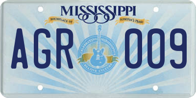 MS license plate AGR009