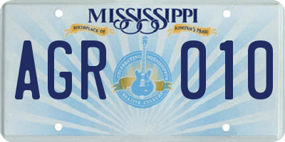 MS license plate AGR010