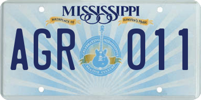 MS license plate AGR011