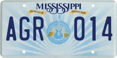 MS license plate AGR014