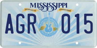 MS license plate AGR015