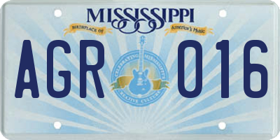 MS license plate AGR016