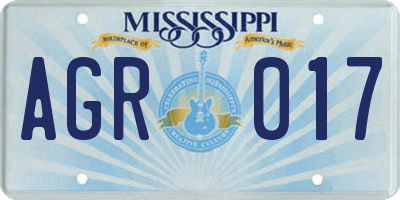 MS license plate AGR017