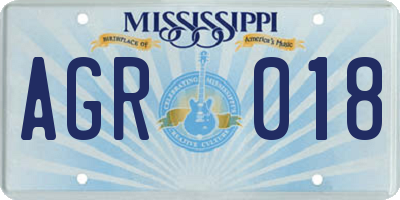 MS license plate AGR018