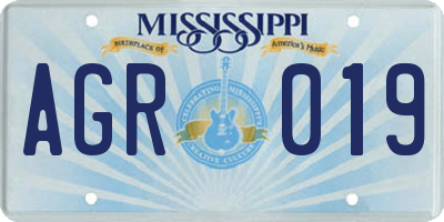 MS license plate AGR019