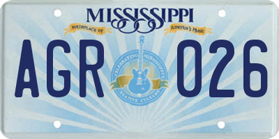 MS license plate AGR026