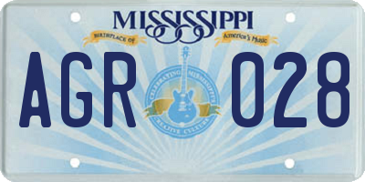 MS license plate AGR028