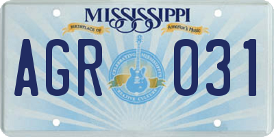 MS license plate AGR031