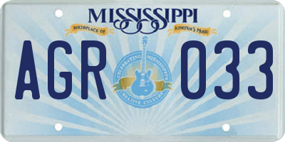 MS license plate AGR033