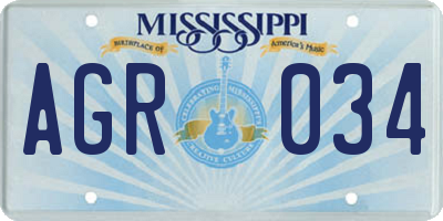 MS license plate AGR034