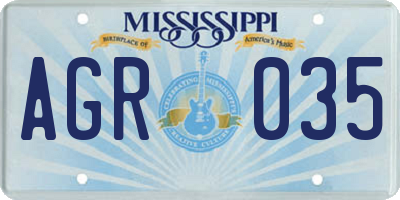 MS license plate AGR035