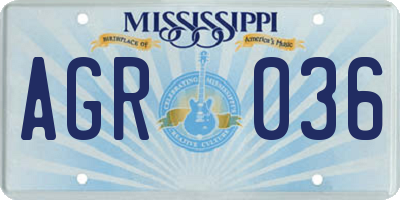 MS license plate AGR036