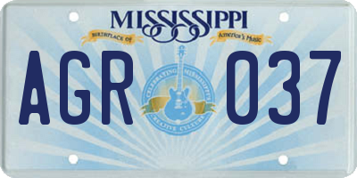 MS license plate AGR037