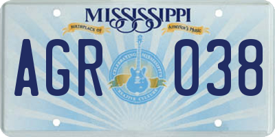 MS license plate AGR038