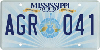 MS license plate AGR041