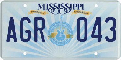 MS license plate AGR043