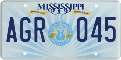 MS license plate AGR045