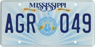 MS license plate AGR049