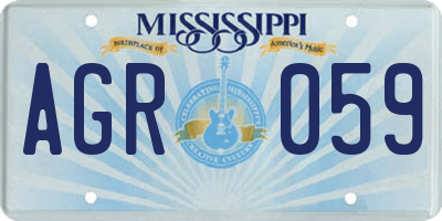 MS license plate AGR059