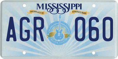 MS license plate AGR060