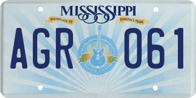 MS license plate AGR061