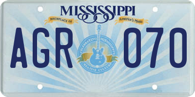 MS license plate AGR070
