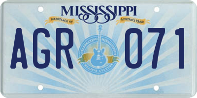 MS license plate AGR071