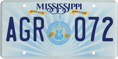 MS license plate AGR072