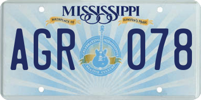 MS license plate AGR078