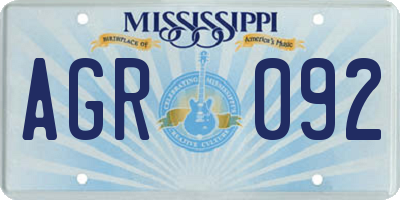 MS license plate AGR092