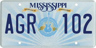 MS license plate AGR102